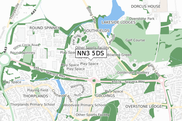 NN3 5DS map - small scale - OS Open Zoomstack (Ordnance Survey)