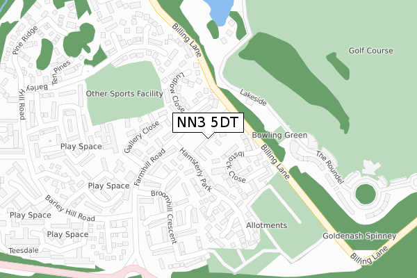 NN3 5DT map - large scale - OS Open Zoomstack (Ordnance Survey)