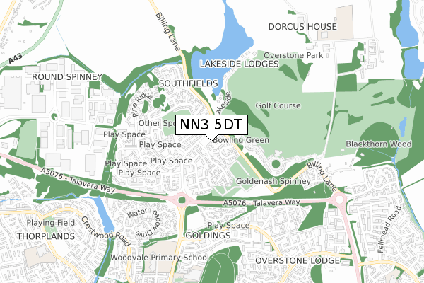 NN3 5DT map - small scale - OS Open Zoomstack (Ordnance Survey)