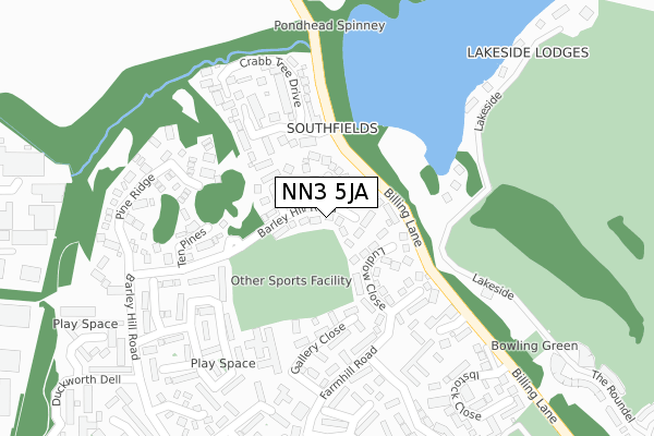 NN3 5JA map - large scale - OS Open Zoomstack (Ordnance Survey)