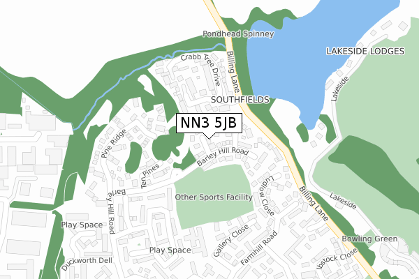 NN3 5JB map - large scale - OS Open Zoomstack (Ordnance Survey)