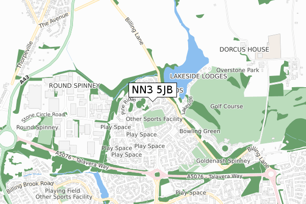 NN3 5JB map - small scale - OS Open Zoomstack (Ordnance Survey)