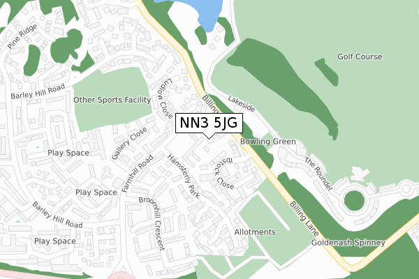 NN3 5JG map - large scale - OS Open Zoomstack (Ordnance Survey)