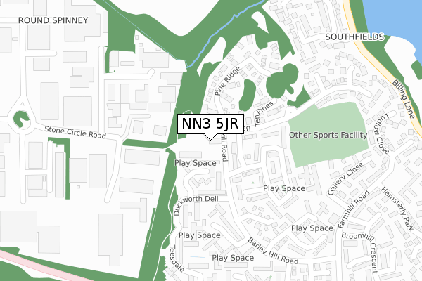 NN3 5JR map - large scale - OS Open Zoomstack (Ordnance Survey)