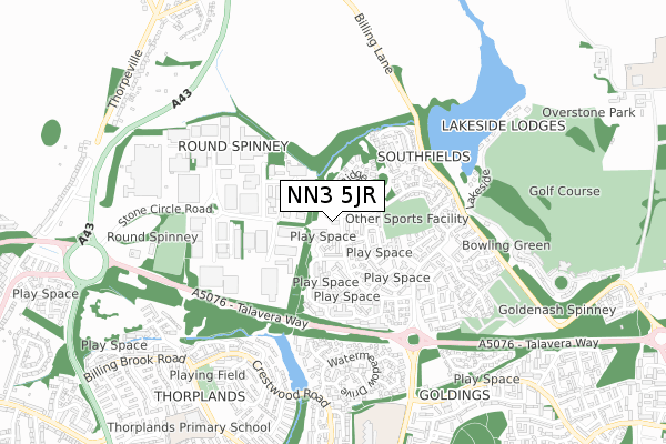 NN3 5JR map - small scale - OS Open Zoomstack (Ordnance Survey)