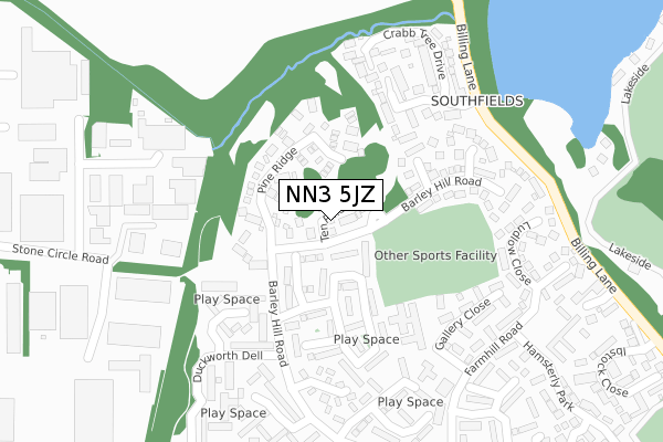 NN3 5JZ map - large scale - OS Open Zoomstack (Ordnance Survey)
