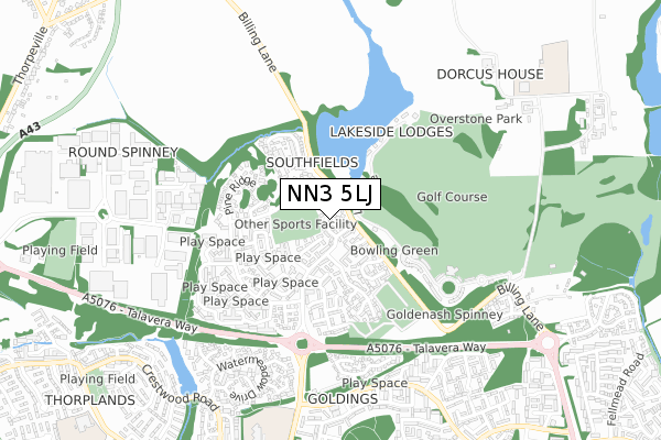 NN3 5LJ map - small scale - OS Open Zoomstack (Ordnance Survey)