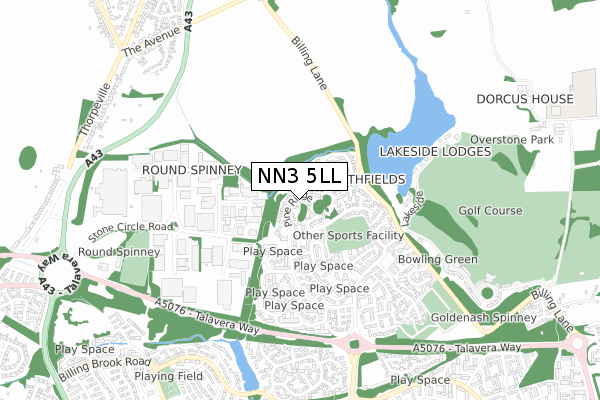 NN3 5LL map - small scale - OS Open Zoomstack (Ordnance Survey)