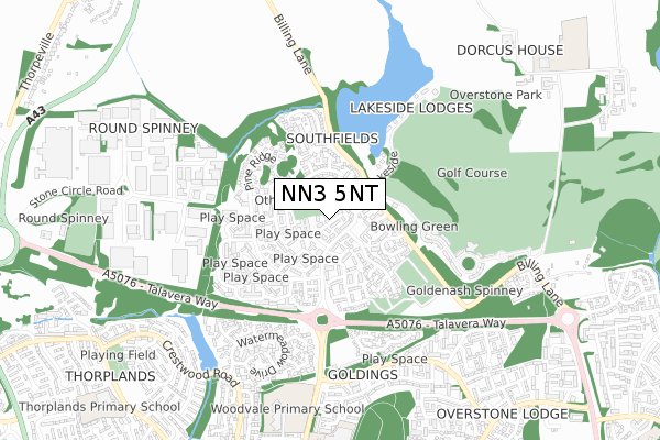 NN3 5NT map - small scale - OS Open Zoomstack (Ordnance Survey)