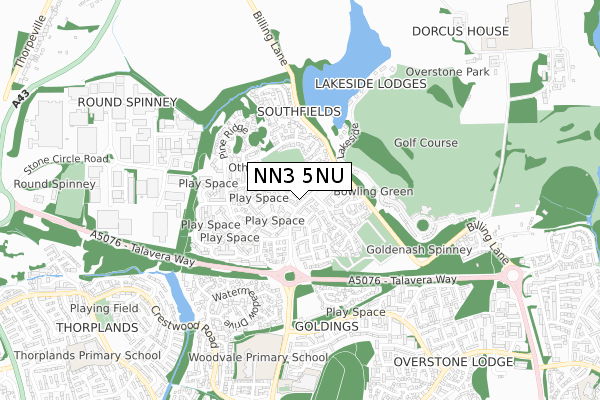 NN3 5NU map - small scale - OS Open Zoomstack (Ordnance Survey)