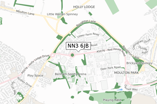 NN3 6JB map - small scale - OS Open Zoomstack (Ordnance Survey)