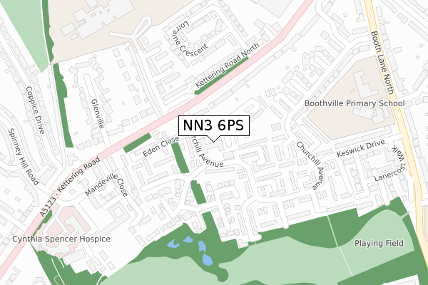 NN3 6PS map - large scale - OS Open Zoomstack (Ordnance Survey)