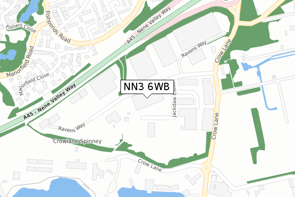 NN3 6WB map - large scale - OS Open Zoomstack (Ordnance Survey)