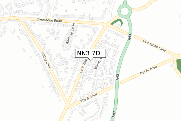NN3 7DL map - large scale - OS Open Zoomstack (Ordnance Survey)