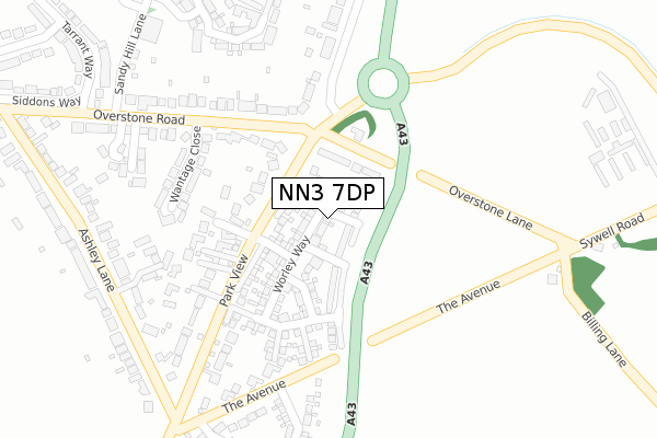 NN3 7DP map - large scale - OS Open Zoomstack (Ordnance Survey)