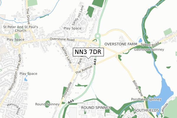 NN3 7DR map - small scale - OS Open Zoomstack (Ordnance Survey)