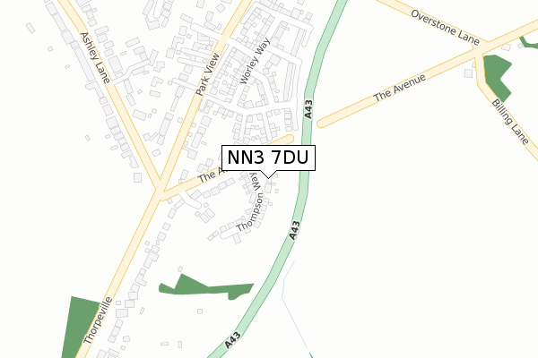 NN3 7DU map - large scale - OS Open Zoomstack (Ordnance Survey)