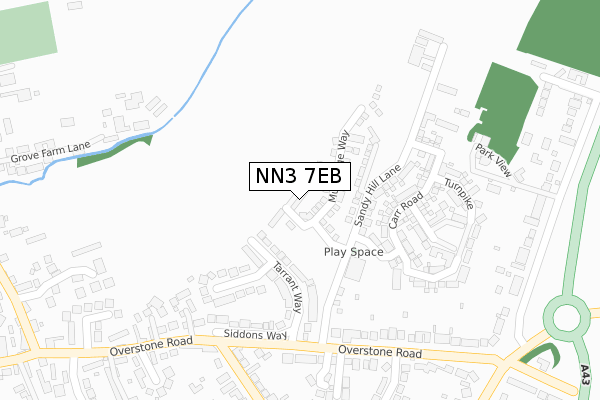 NN3 7EB map - large scale - OS Open Zoomstack (Ordnance Survey)
