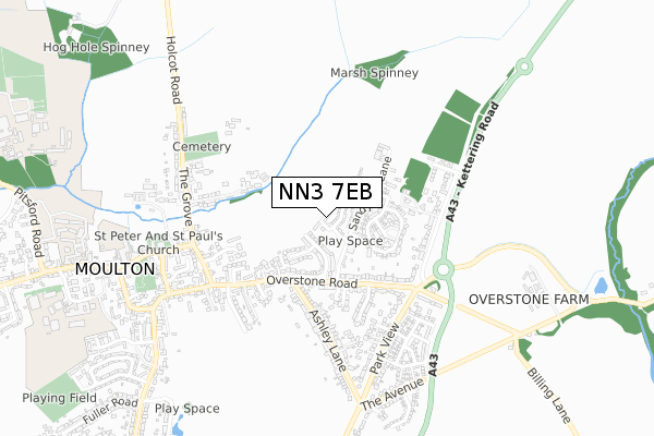 NN3 7EB map - small scale - OS Open Zoomstack (Ordnance Survey)