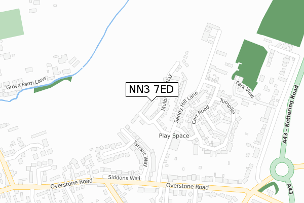 NN3 7ED map - large scale - OS Open Zoomstack (Ordnance Survey)
