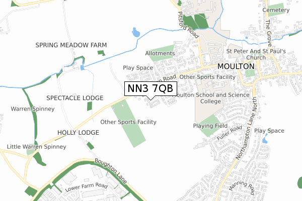 NN3 7QB map - small scale - OS Open Zoomstack (Ordnance Survey)