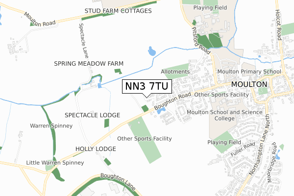 NN3 7TU map - small scale - OS Open Zoomstack (Ordnance Survey)