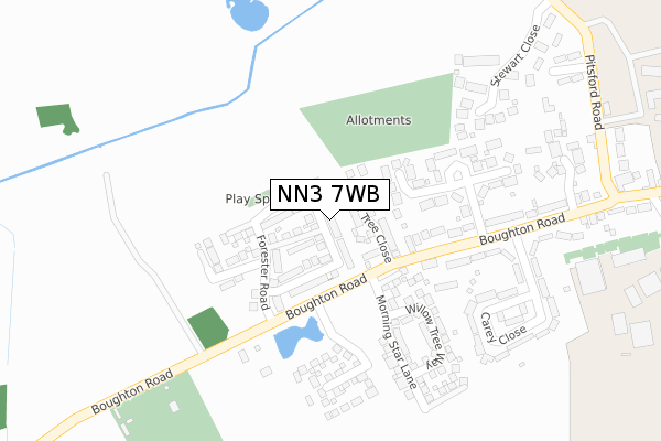 NN3 7WB map - large scale - OS Open Zoomstack (Ordnance Survey)