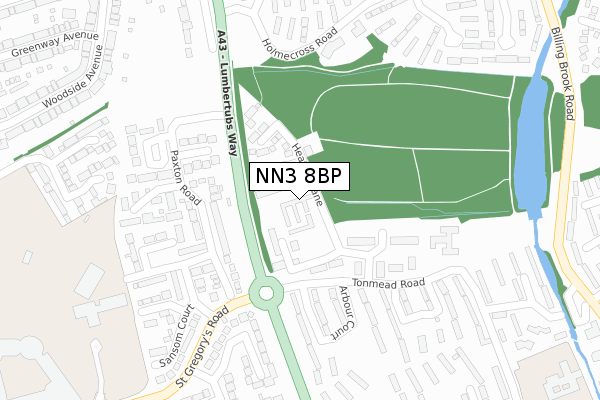 NN3 8BP map - large scale - OS Open Zoomstack (Ordnance Survey)