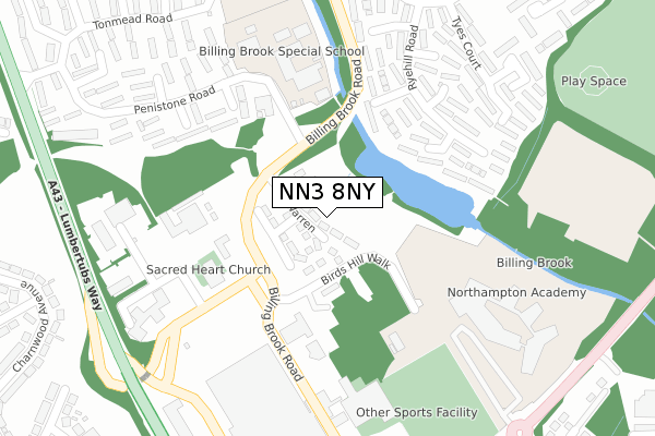 NN3 8NY map - large scale - OS Open Zoomstack (Ordnance Survey) NN3 8NY map - large scale - OS Open Zoomstack (Ordnance Survey)
