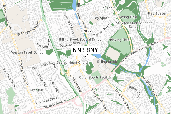 NN3 8NY map - small scale - OS Open Zoomstack (Ordnance Survey)