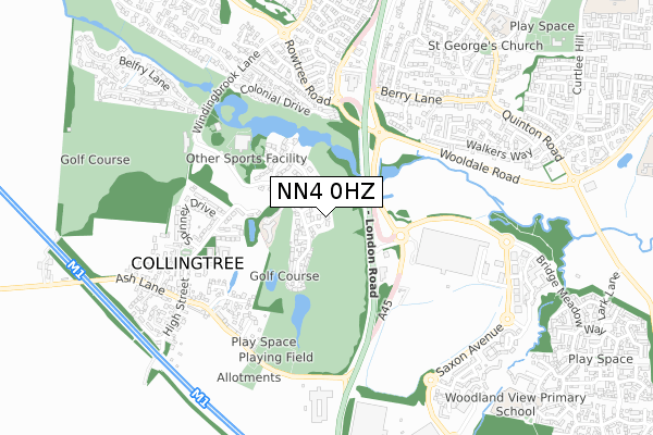 NN4 0HZ map - small scale - OS Open Zoomstack (Ordnance Survey)
