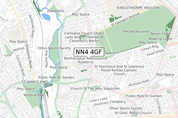 NN4 4GF map - small scale - OS Open Zoomstack (Ordnance Survey)