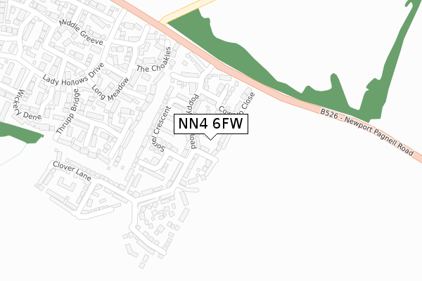 NN4 6FW map - large scale - OS Open Zoomstack (Ordnance Survey)