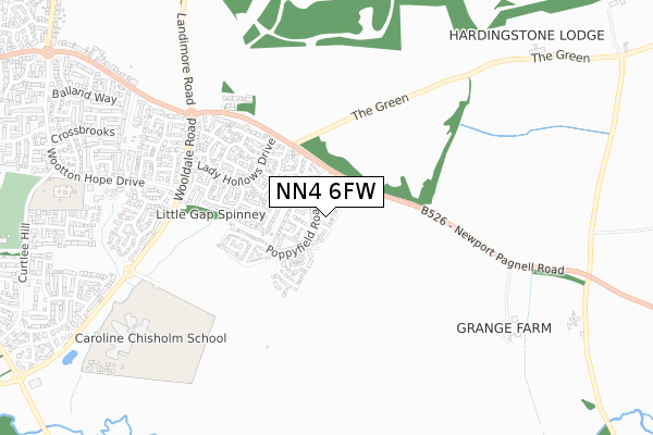 NN4 6FW map - small scale - OS Open Zoomstack (Ordnance Survey)