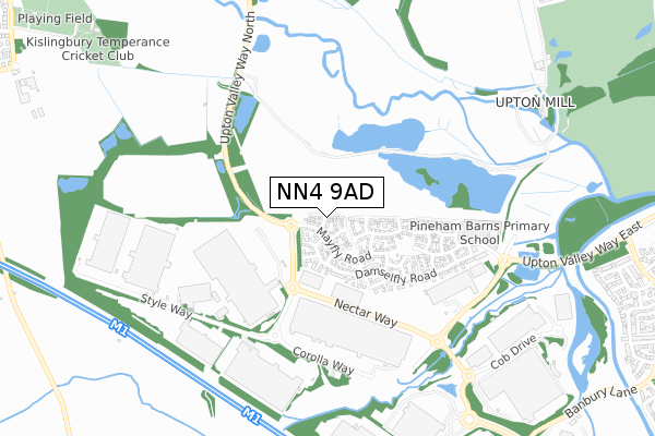 NN4 9AD map - small scale - OS Open Zoomstack (Ordnance Survey)