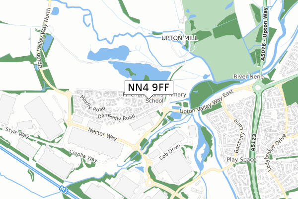 NN4 9FF map - small scale - OS Open Zoomstack (Ordnance Survey)