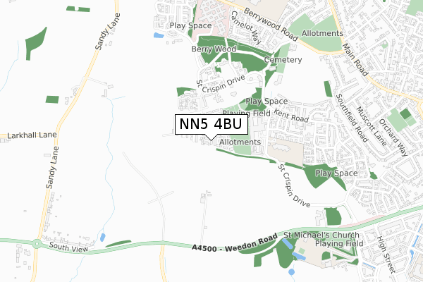 NN5 4BU map - small scale - OS Open Zoomstack (Ordnance Survey)