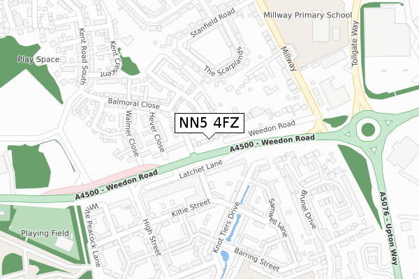 NN5 4FZ map - large scale - OS Open Zoomstack (Ordnance Survey)