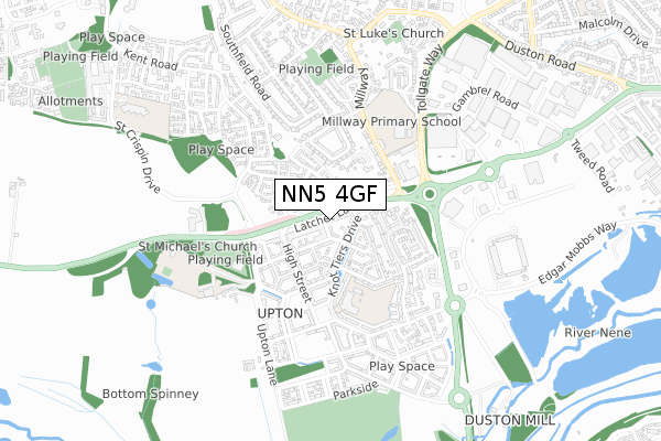 NN5 4GF map - small scale - OS Open Zoomstack (Ordnance Survey)