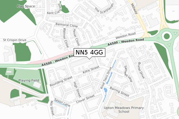 NN5 4GG map - large scale - OS Open Zoomstack (Ordnance Survey)