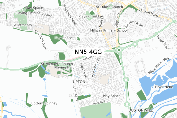 NN5 4GG map - small scale - OS Open Zoomstack (Ordnance Survey)