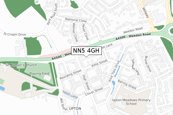 NN5 4GH map - large scale - OS Open Zoomstack (Ordnance Survey)