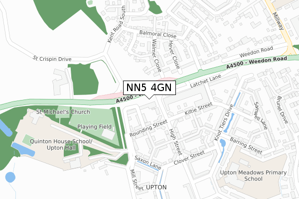 NN5 4GN map - large scale - OS Open Zoomstack (Ordnance Survey)