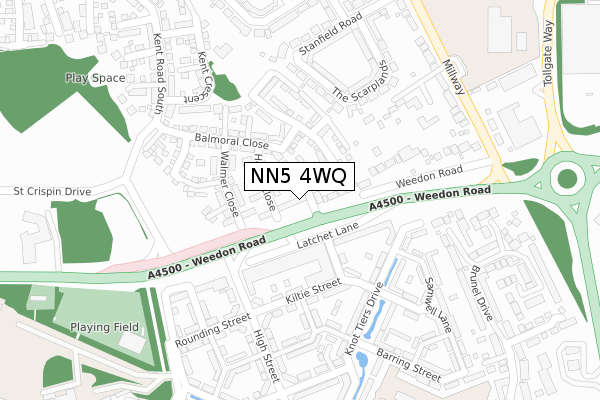 NN5 4WQ map - large scale - OS Open Zoomstack (Ordnance Survey)