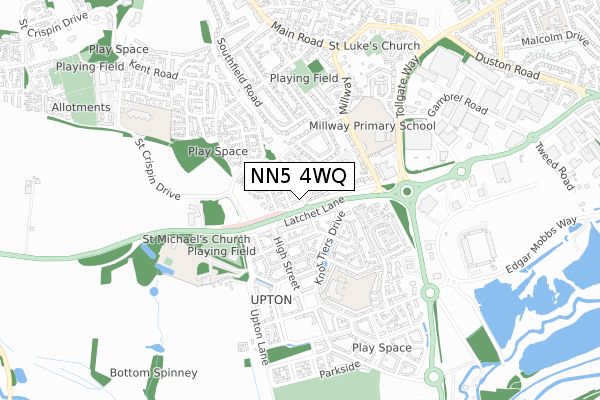 NN5 4WQ map - small scale - OS Open Zoomstack (Ordnance Survey)