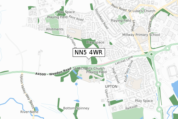 NN5 4WR map - small scale - OS Open Zoomstack (Ordnance Survey)