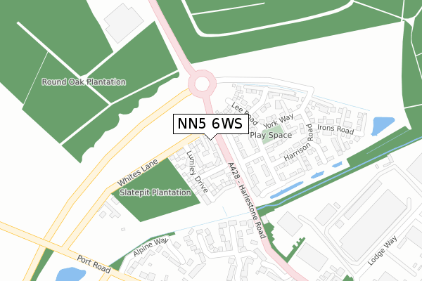 NN5 6WS map - large scale - OS Open Zoomstack (Ordnance Survey)