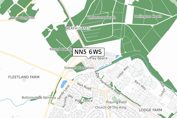 NN5 6WS map - small scale - OS Open Zoomstack (Ordnance Survey)