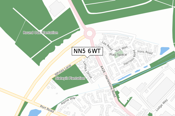NN5 6WT map - large scale - OS Open Zoomstack (Ordnance Survey)