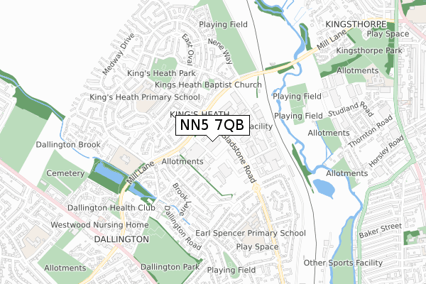 NN5 7QB map - small scale - OS Open Zoomstack (Ordnance Survey)